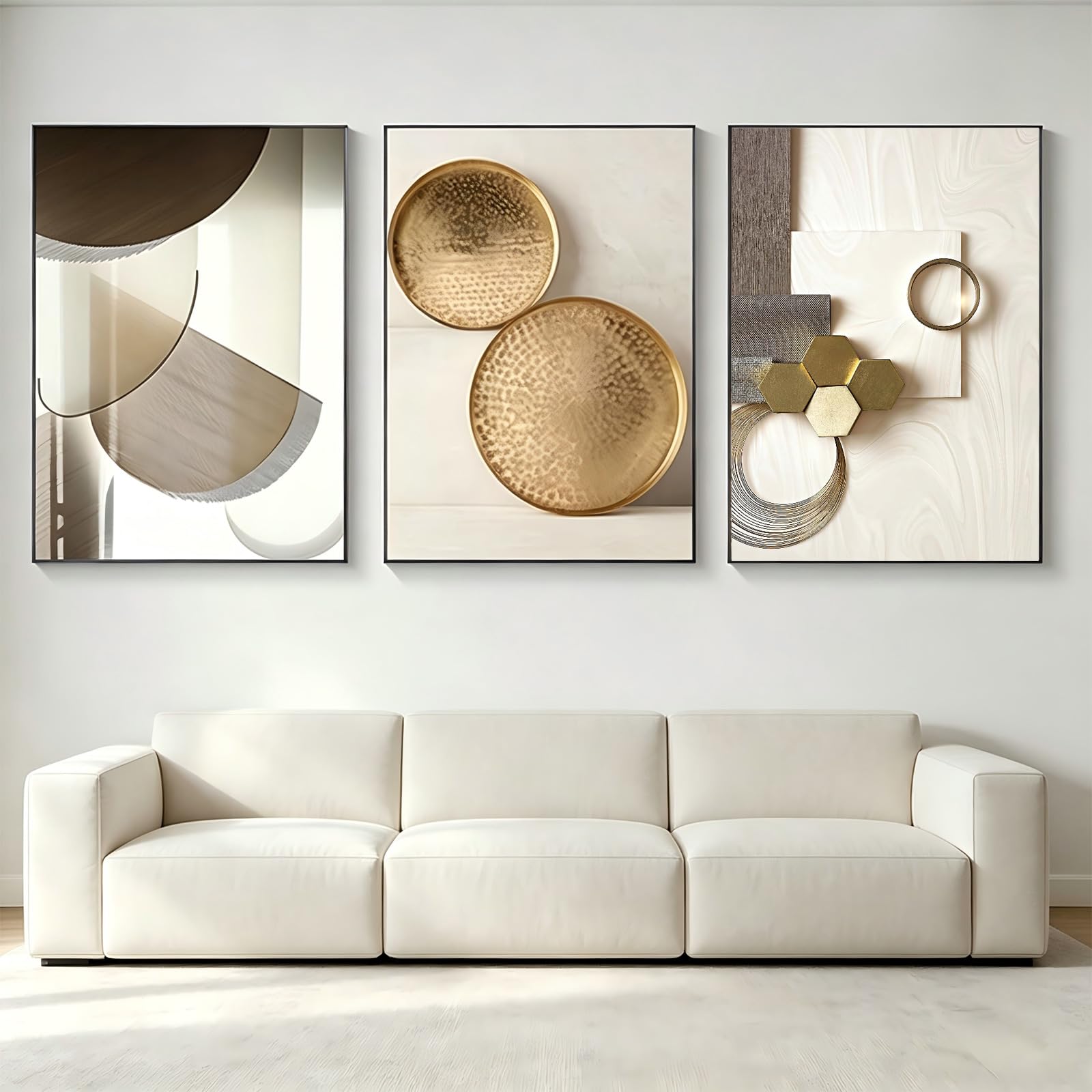 JLCZBT 3 piezas de lienzos de pared geométricos minimalistas, líneas abstractas, cuadros en lienzo para salón, decoración de pared, impresiones artísticas sin marco (Geométrico C, 40 x 60 cm)