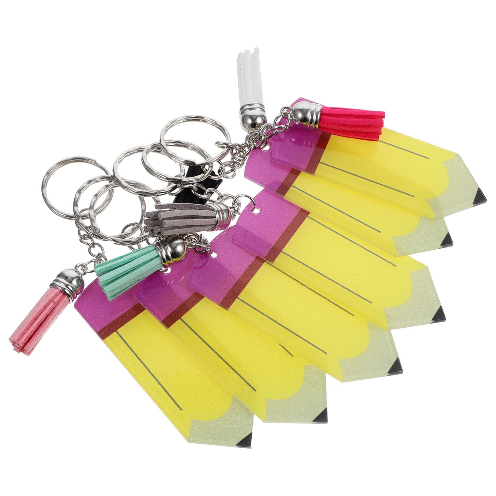 COHEALITassel Keychain 6pcs Blank Tassel Pencil Keychain Letter Decor Cartoon Keychain Pencil Key Ring Decorative Bag Pendant Cartoon Keyring Decorations Miss Acrylic Letter Keychain