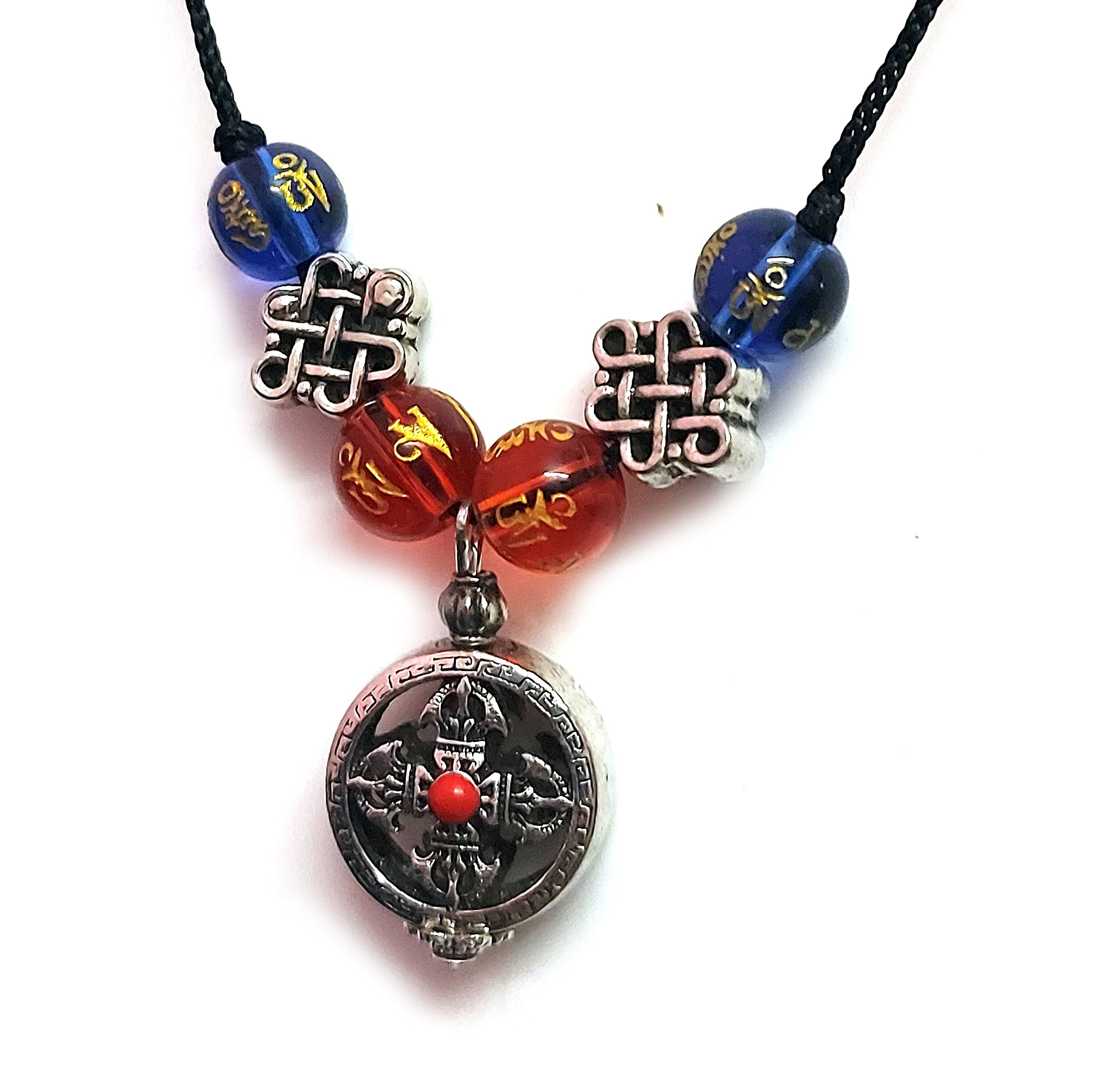Tibetan Double dorje And Mystique Knot Lucky Charm Om Mani Padme Hum Mantra Engraved pendant-image-16