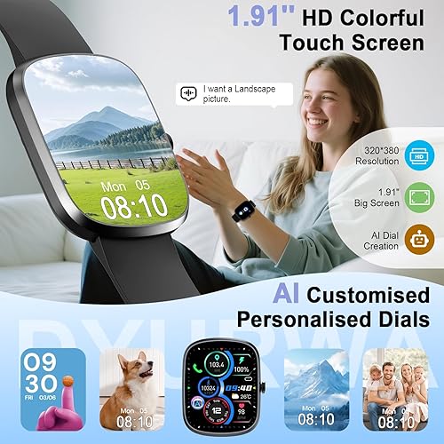Miniatura 4 de Reloj inteligente con AI ChatGPT, reloj inteligente para hombres y mujeres, pantalla táctil HD de 1.91 pulgadas (responderhacer llamadas),