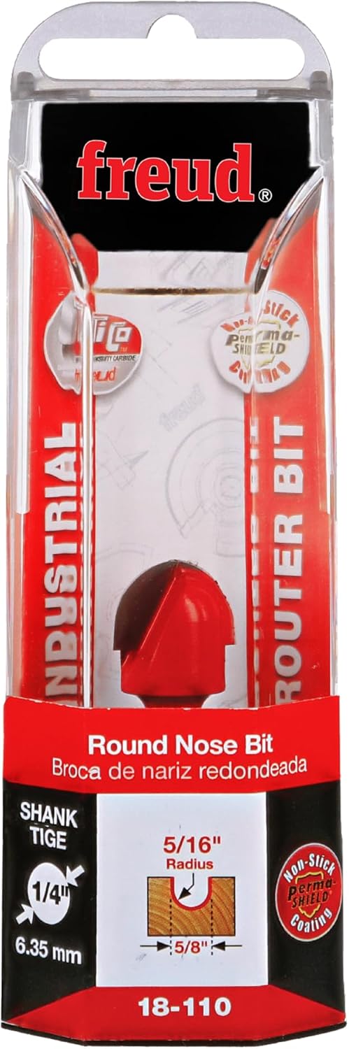 Freud 18-110: 5/16" Radius Round Nose Bit with 1/4" shank, 2" overall length