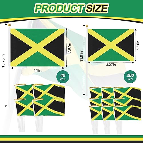 Vista 2 de Preboun 240 banderas jamaicanas pequeñas de Jamaica para coche, mini banderas de mano para fiestas de Jamaica para desfiles, festivales