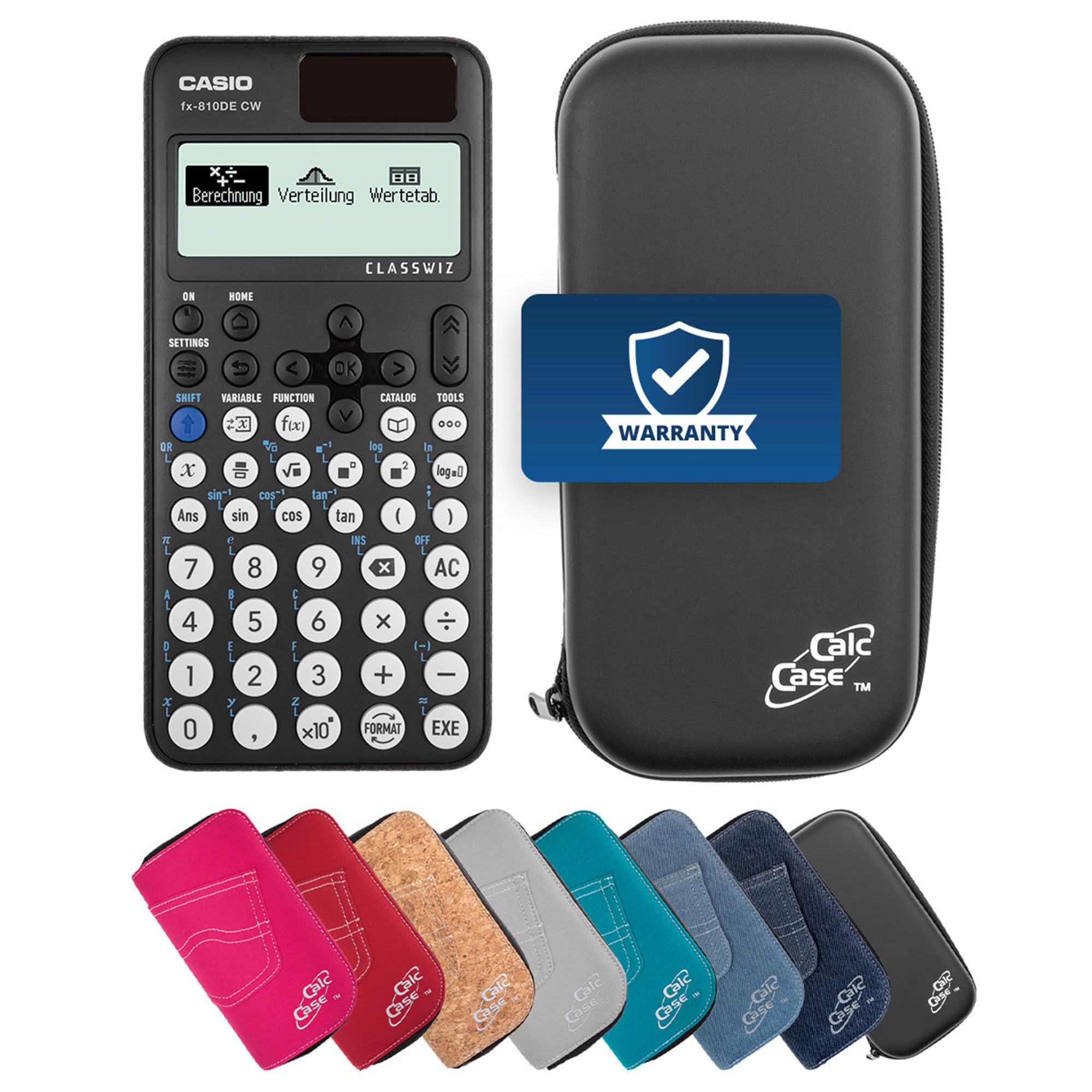 Casio FX-810DE CW Schulrechner + Schutztasche + Erweiterte 5-Jahres-Garantie – Wissenschaftlicher Taschenrechner - Basic Set schwarz