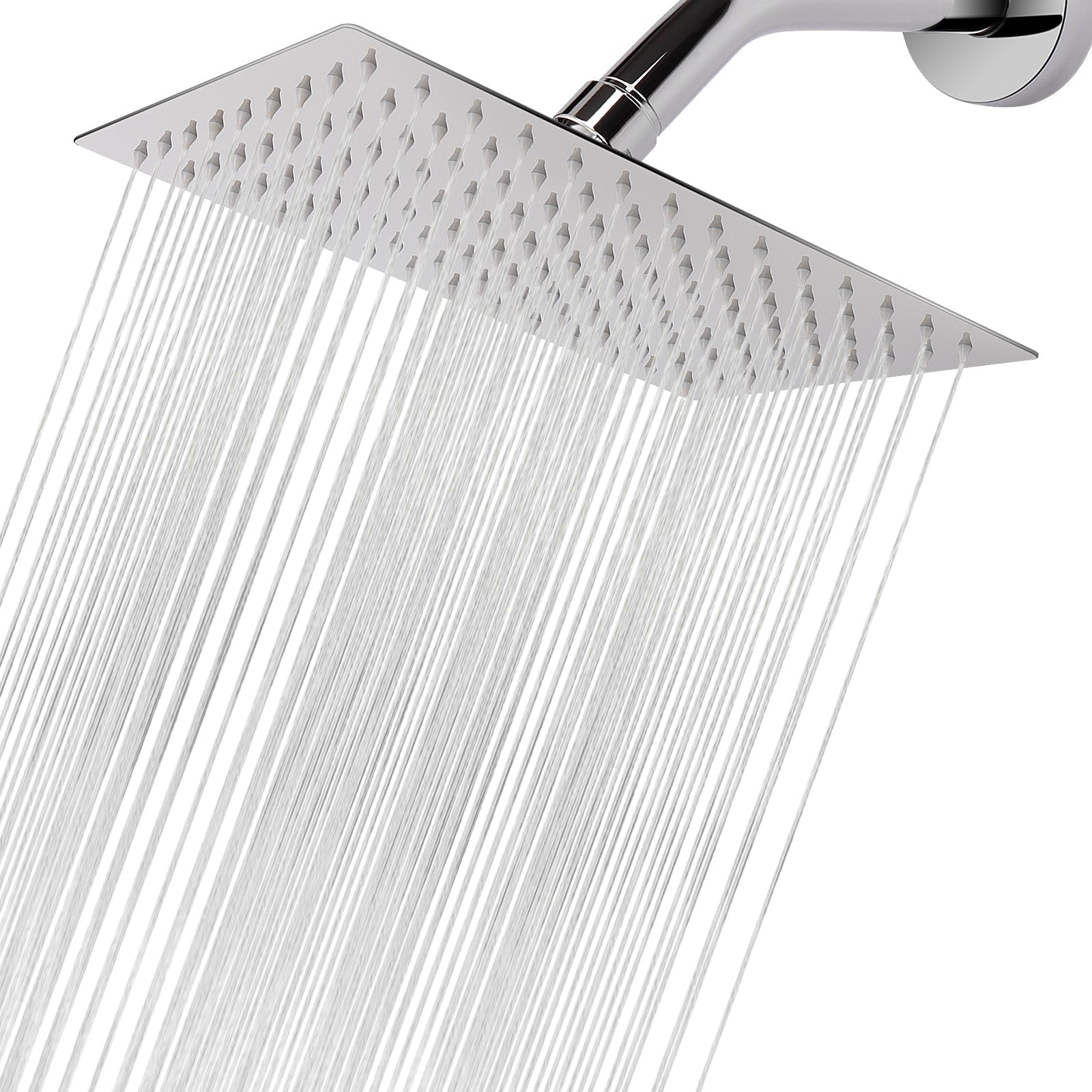 NearMoon Rain Shower Head, High Flow Stainless Steel Rainfall Shower, High Pressure Design, Awesome Shower Experience Even At Low Water Flow (12 Inch Rectangle, Chrome Finish)