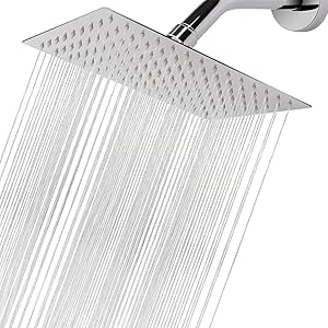 8-Inch Brass Chrome LED Square Rainfall Shower Head With 11-Inch Adjus – Wonderland Shower Inc