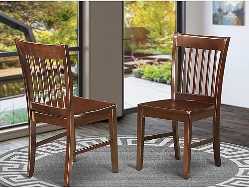 Miniatura 2 de East West Furniture NFC-MAH-W Norfolk Dining Room Chairs - Slat Back Solid Wood Seat Chairs, Set of 2, Mahogany Mahogany,Negro y