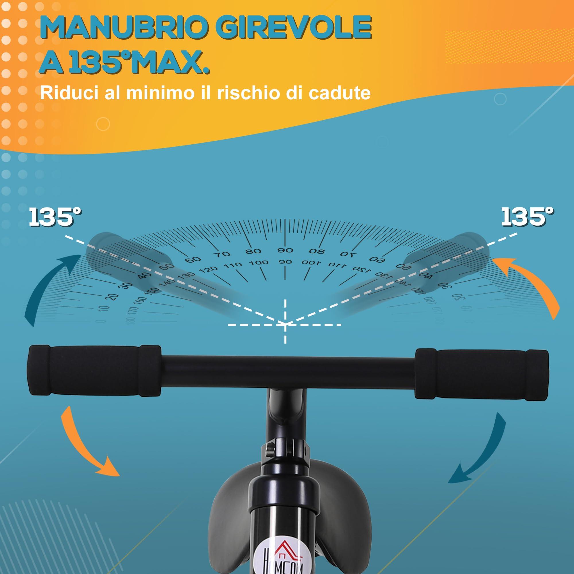 HOMCOM Bicicletta Senza Pedali per Bambini da 2 a 5 Anni, 25 kg, Nero | Balance Bike, Sellino Regolabile, Ruote Ausiliarie e Pedali