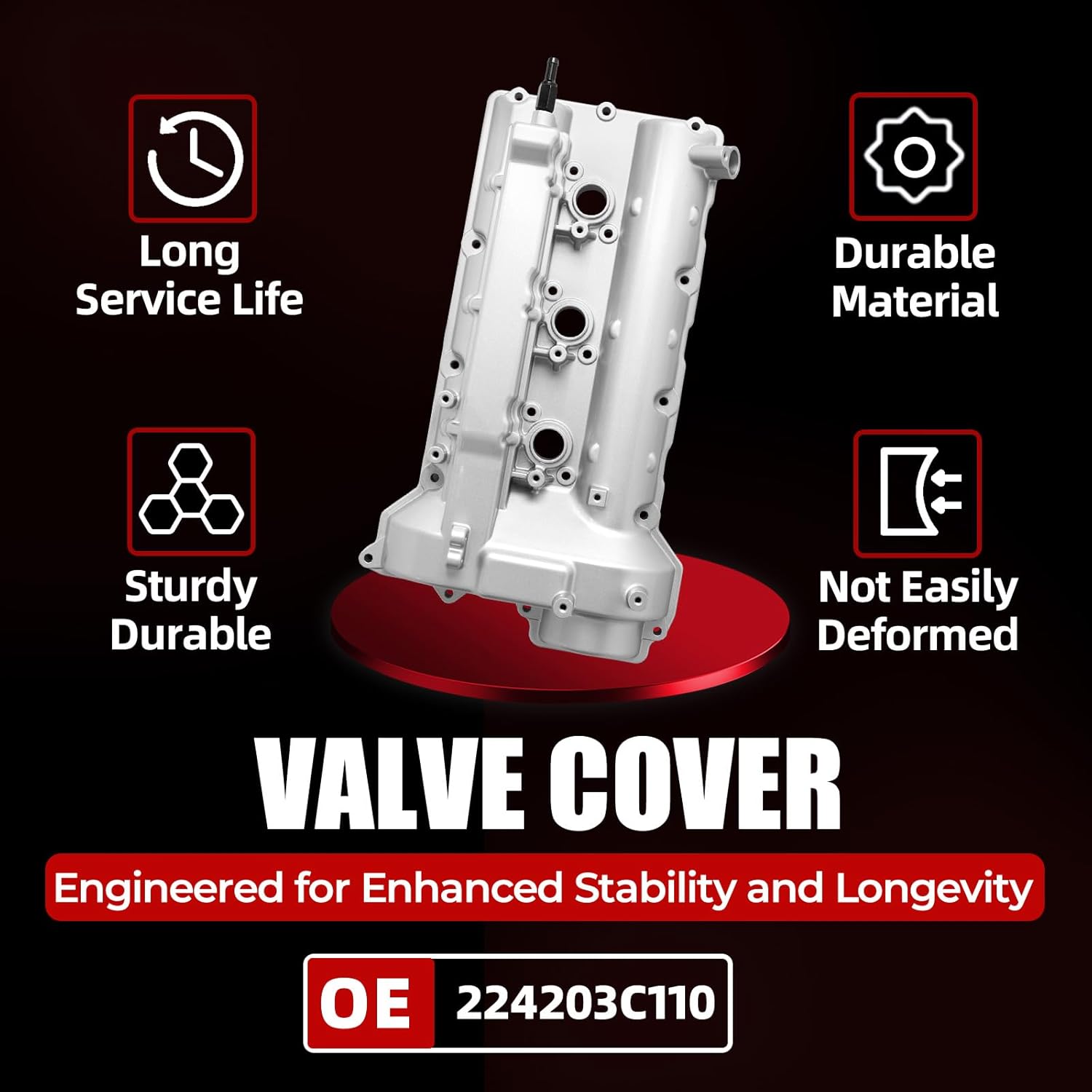 MITZONE Aluminum Valve Cover Compatible with Hyundai Azera Sonata Santa Entourage Veracruz Kia Amanti Sedona 2006-2012 3.3L 3.8L V6