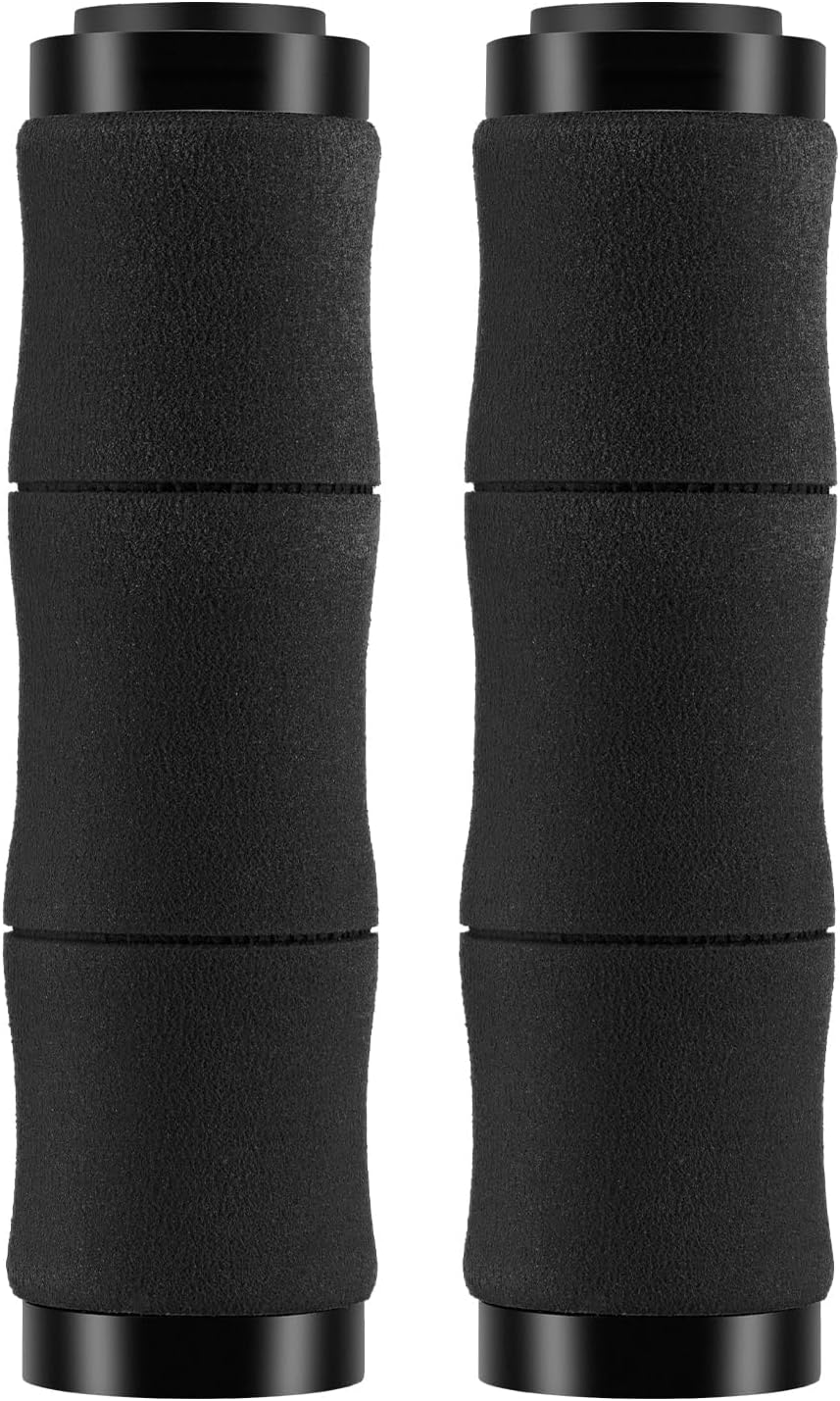 NALACAL Bike Grips, Shock Absorption Sponge, Non-Slip, Double Locked, Mountain Bike Grips for BMX MTB Mountain Beach Cruiser Scooter E-Bike (Black, 22 mm Diameter)