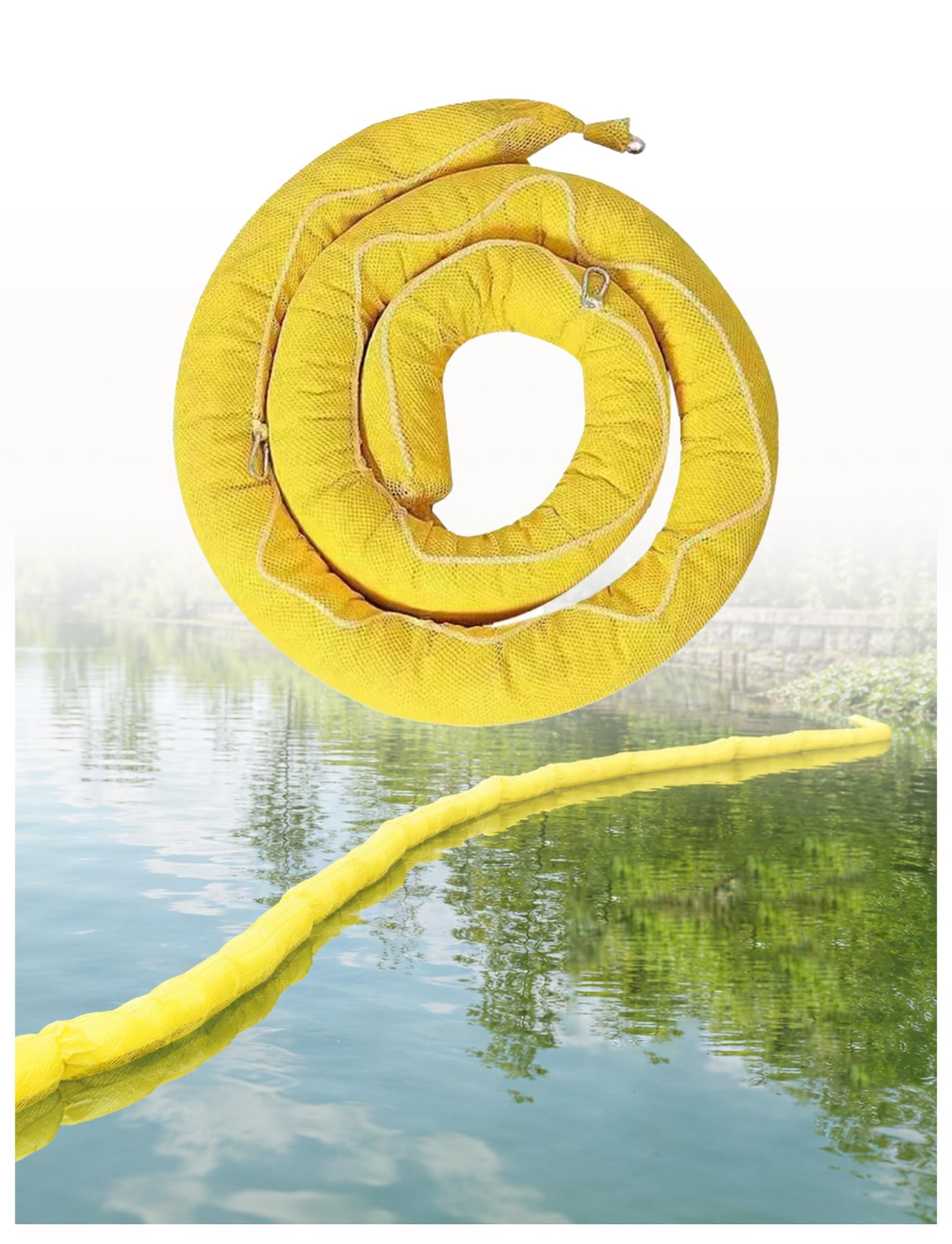 Barrera absorbente de aceite flotante con hebillas de unión(Yellow,20 x 300 cm)