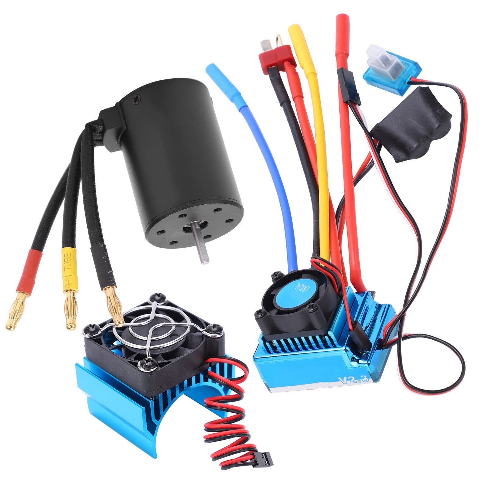 Zestaw Silnika Bezszczotkowego RC 2300KV, Regulator 80A ESC, do Modeli RC | Wodoodporna konstrukcja, wysokiej jakości aluminium, odpowiednia do samochodu RC w skali 1/10