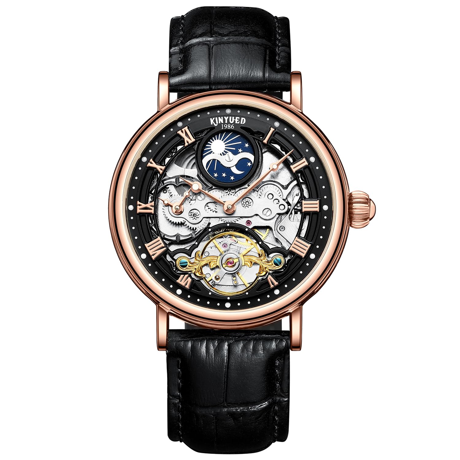 IK COLOURING Automatic Mechanical Mens Luxury Skeleton Automatic Mechanical Wrist Watches Leather Moon Phrase Luminous Hands Self-Wind Watch,Tourbillon Automatic Waterproof Wrist Watch for Men Gift, Brown, Automatic Mechanical Wrist Watches (B0CJ2FH68V) Amazon Price History, Amazon Price Tracker