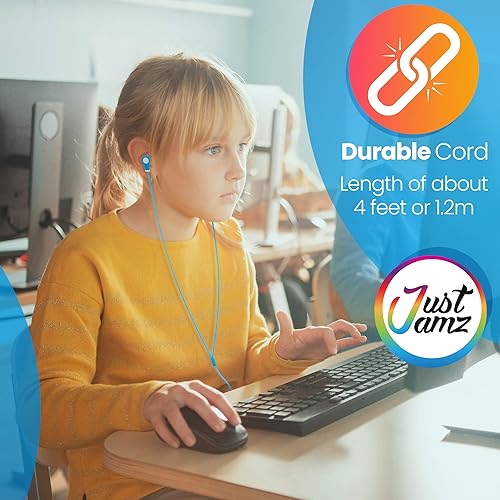 Miniatura 4 de Paquete de 150 auriculares a granel para uso en el aula | Incluye 100 auriculares multicolor y 50 auriculares blancos con cable | Auriculares para