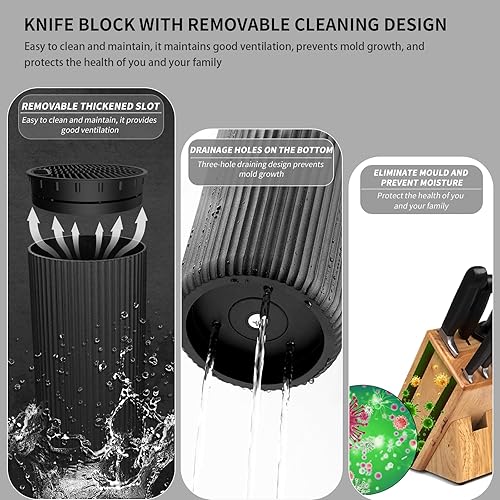 Miniatura 4 de Juego de cuchillos de cocina de 12 piezas con bloque universal de cuchillos, antioxidante, antiadherente, acero inoxidable de alto carbono,