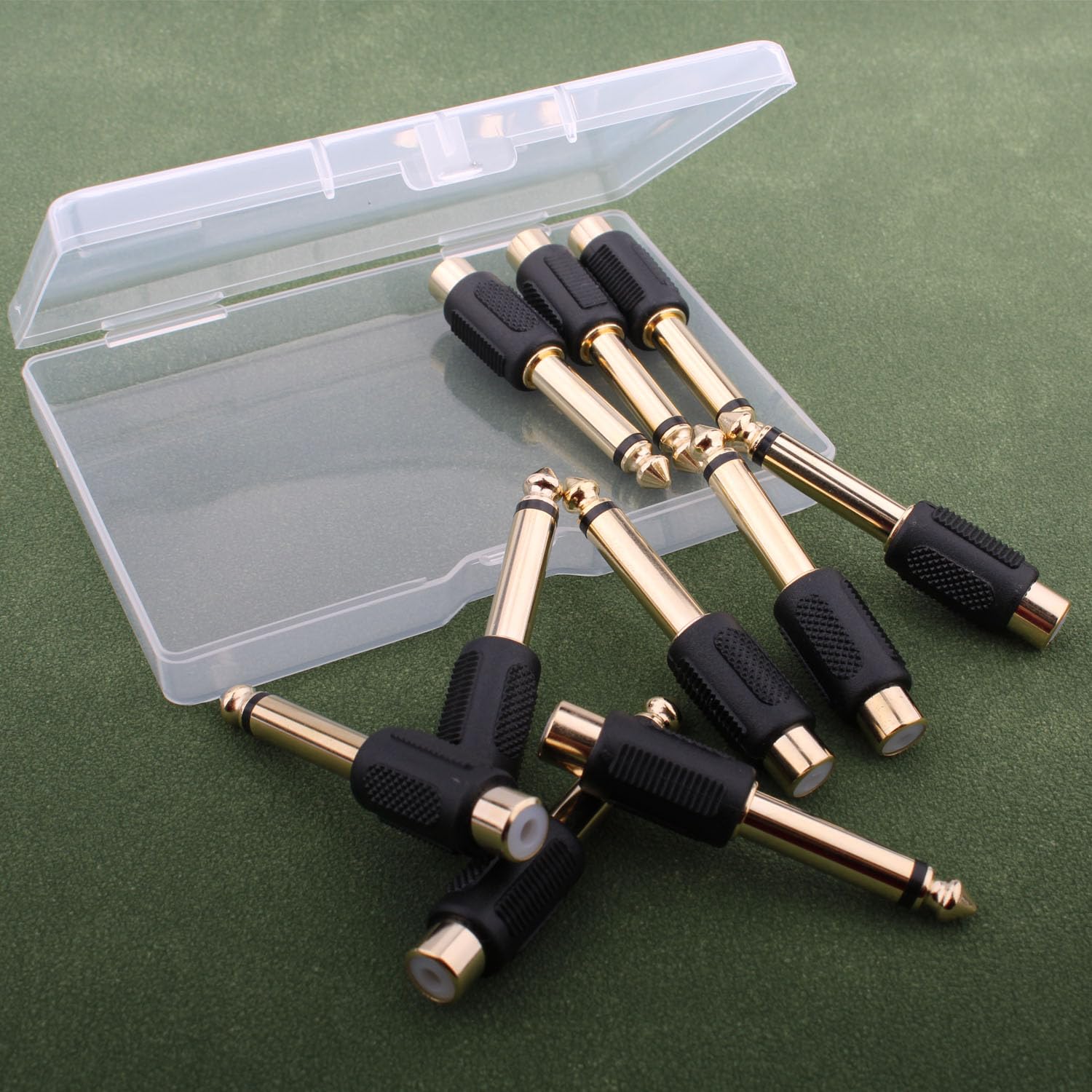 RUNCCI-YUN Audio Adapter – 6,35 Mm Auf RCA, Mono, Vergoldet, 2 Stück (rot & Blau)