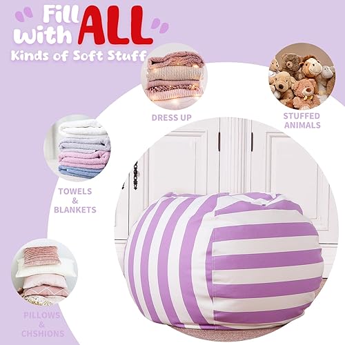 Miniatura 76 de WEKAPO - Puf con cremallera para guardar juguetes de peluche, hecho de lona de algodón de alta calidad, extragrande de 38 pulgadas, ideal para los