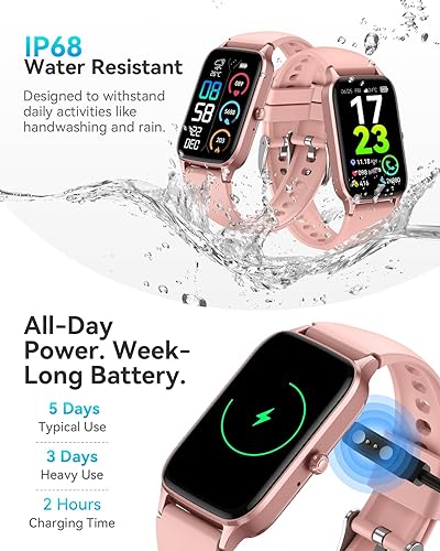 Miniatura 6 de Reloj inteligente con rastreador de actividad física para mujer (casual, rosa, 1.57)