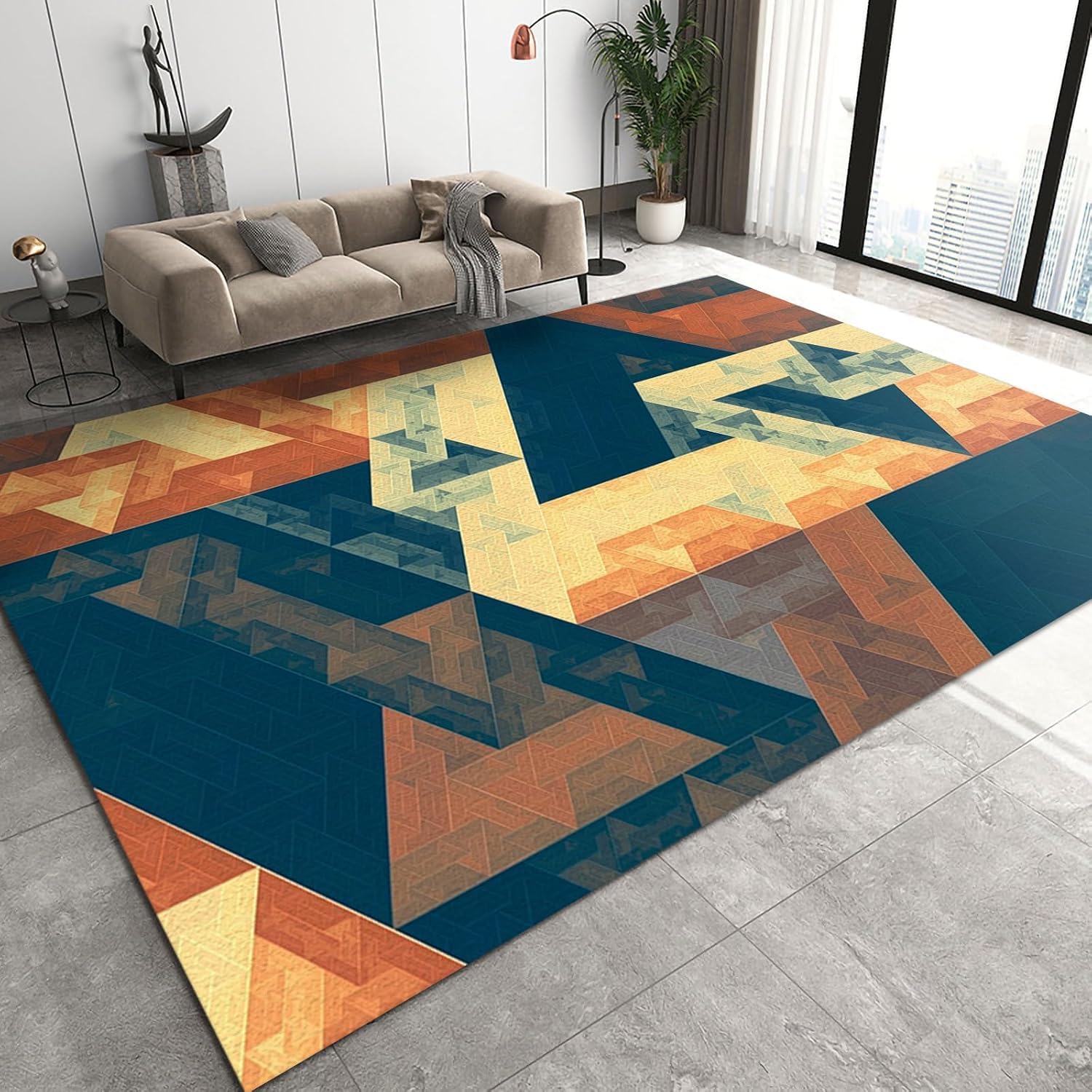 Tapis géométrique abstrait 120x160 cm moderne moelleux tapis de salon 3D
