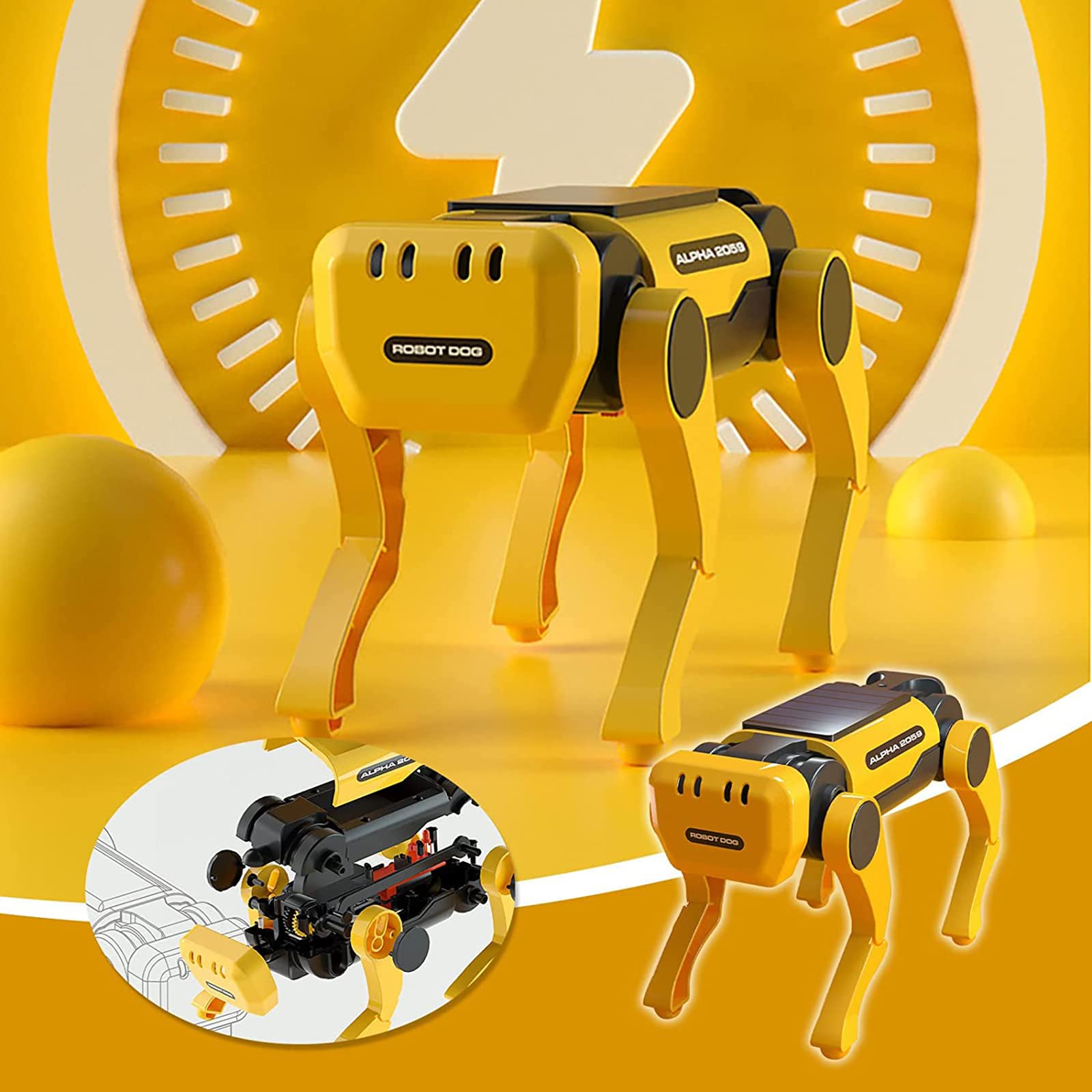 Solar Robot Dog Toy for Kids, Mechanical Dog DIY Technology Gadget, Science & Education STEM for Kids Aged 8-10 and Older