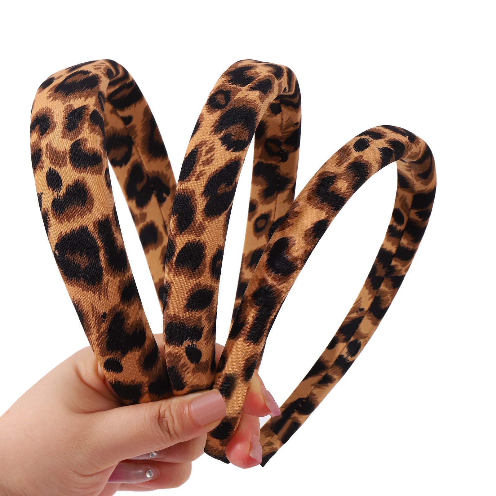 Kotkiddy 4 fasce per capelli da donna, antiscivolo, alla moda, per capelli da donna, con motivo leopardato (nero e bianco