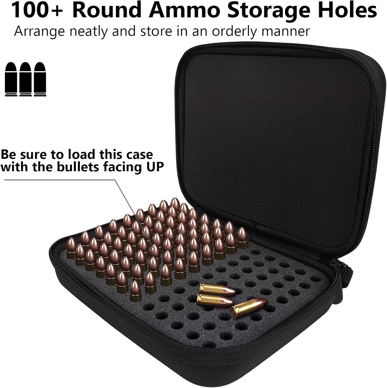 108 Round 9MM Ammo Case, Ammo Storage Box Compatible with 9mm Luger, 9mm Parabllum, 9mm Makarov, .380 ACP, .32 ACP, .45 ACP, 30 Luger, 32 S&W, 40 S&W, Bullets Organize Case for 9mm (Black)