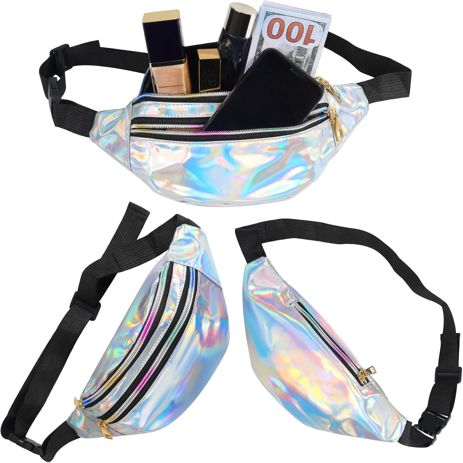 80s Accessories for Women, Leg Warmers 80s Costumes Workout Outfit Holographic Fanny Pack Neon Headband Wristbands - Image 5
