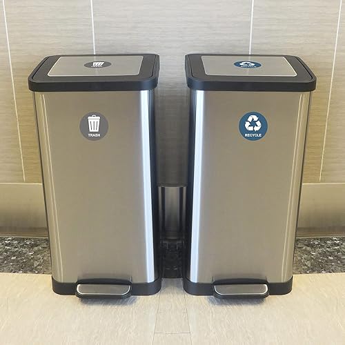 Miniatura 4 de Calcomanías de reciclaje para basura, paquete de 8 calcomanías redondas de 3 pulgadas, etiquetas de vinilo autoadhesivas para el hogar y la oficina,