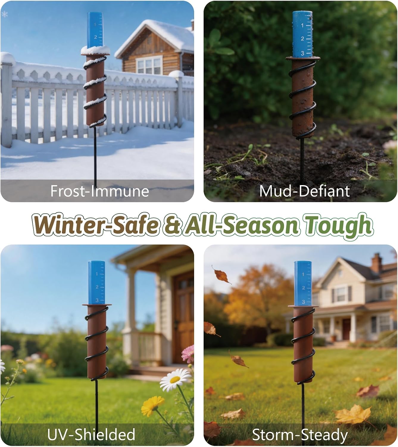 16.5" Rain Gauge Outdoor Decorative, Plastic Rain Gauge, Easy Read