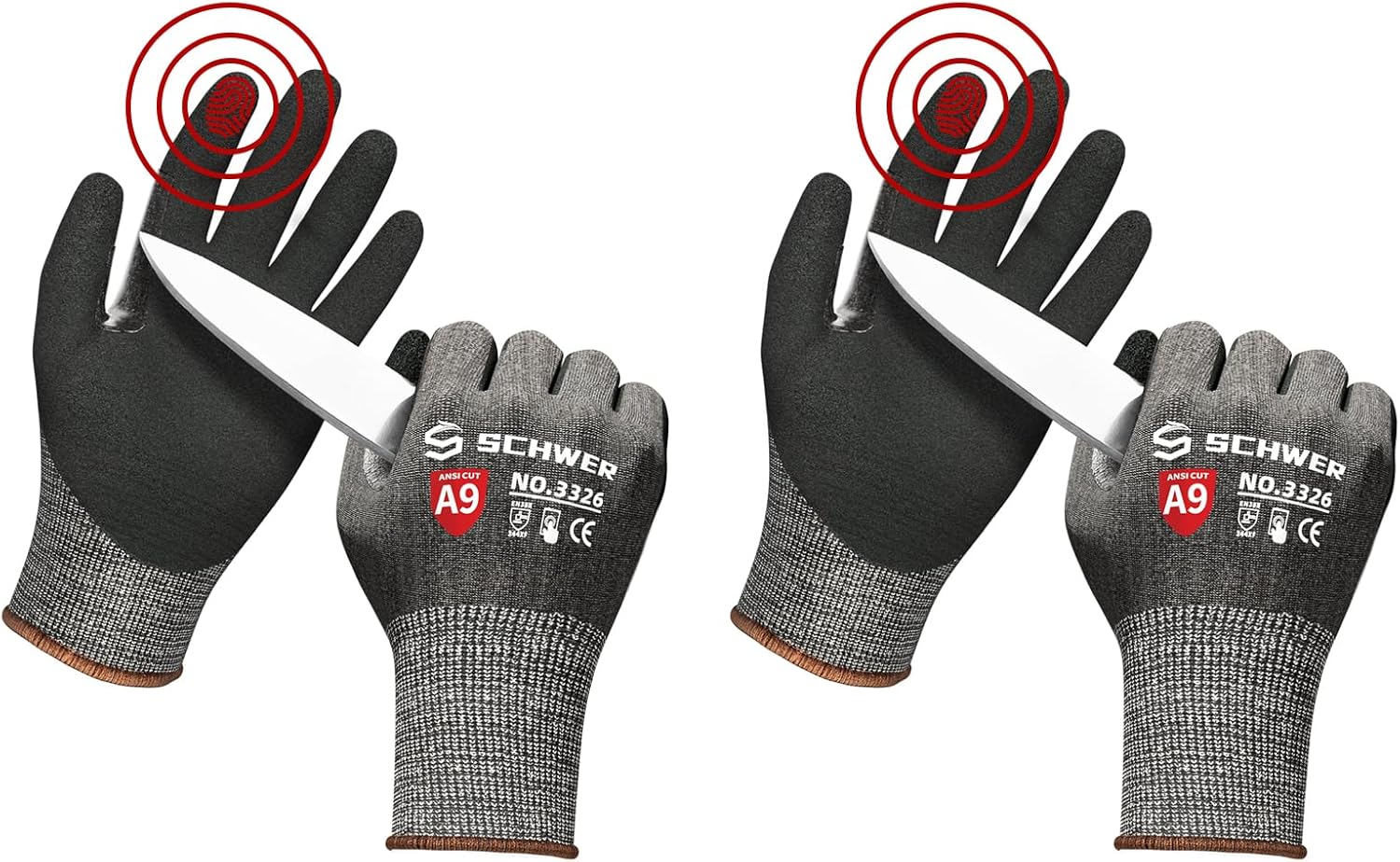 Schwer Guantes de trabajo resistentes a cortes de más alto nivel para protección extrema, guantes de trabajo ANSI A9 con revestimiento de nitrilo