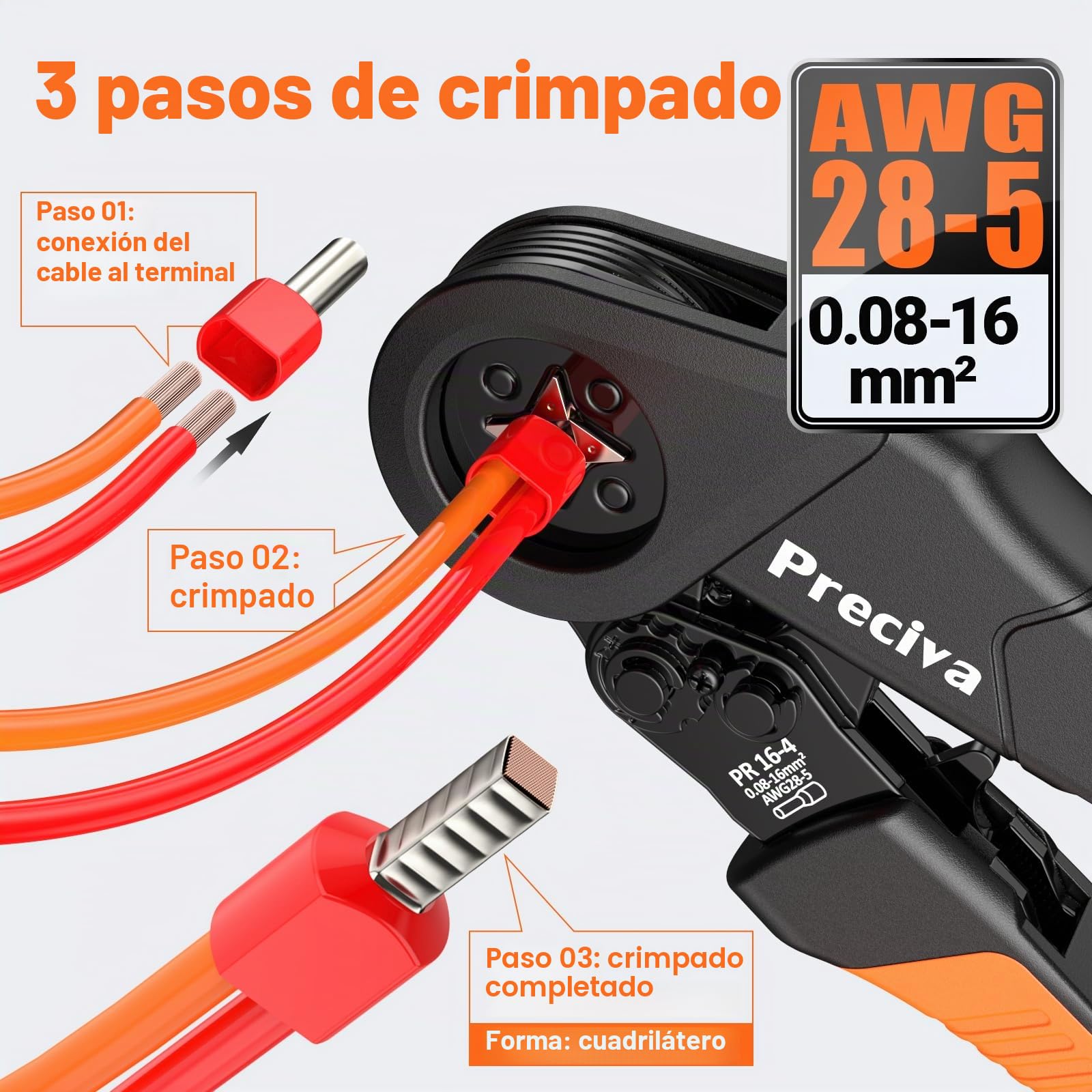 Juego de crimpadora Preciva crimpadora 0,08-16 mm² alicates de terminales con 350 gemelos y 950 casquillos de una sola línea, juego para bricolaje y necesidades industriales, 16 mm2