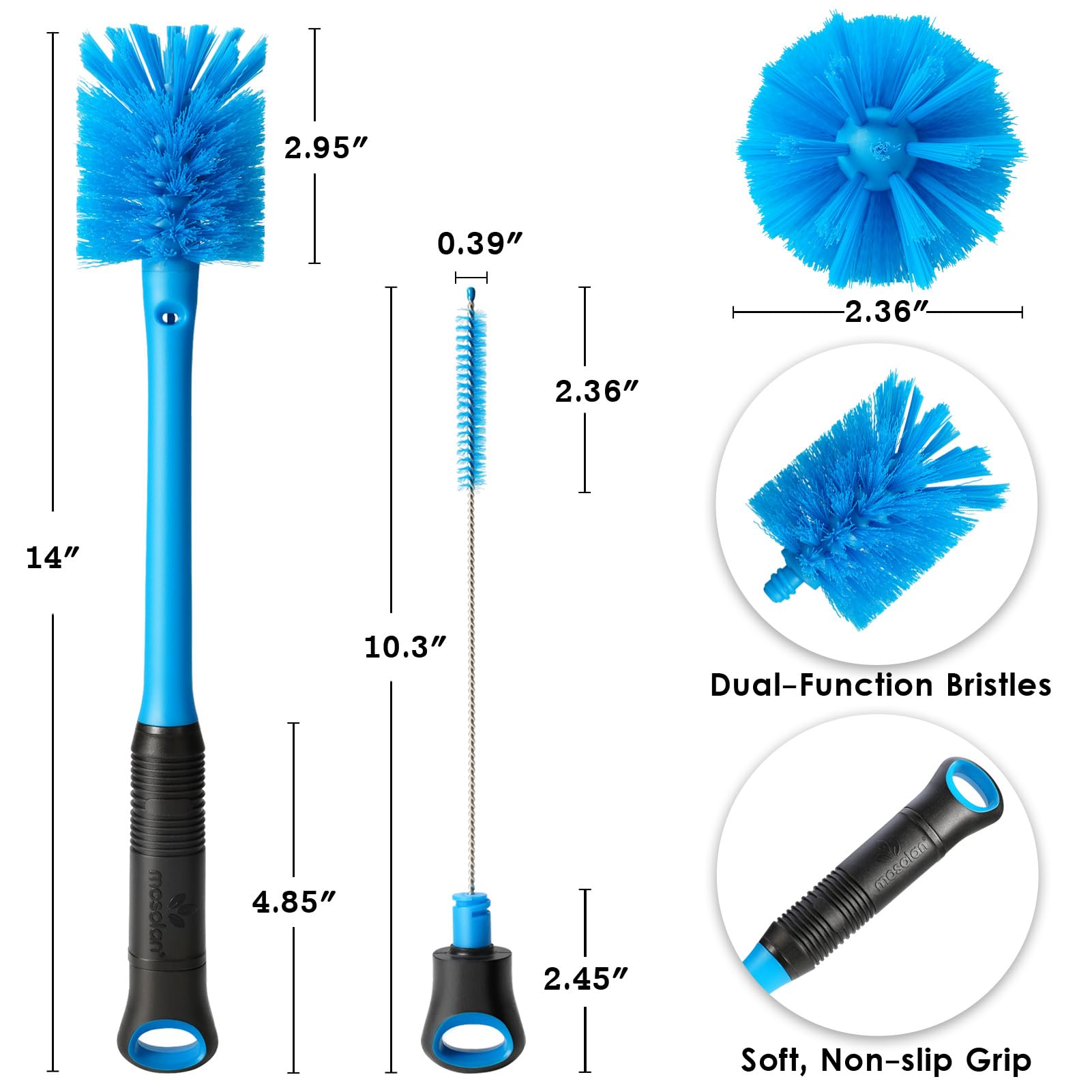 MOSOLAN 2-in-1 Bottle Brush - Clean Water Bottles! -6
