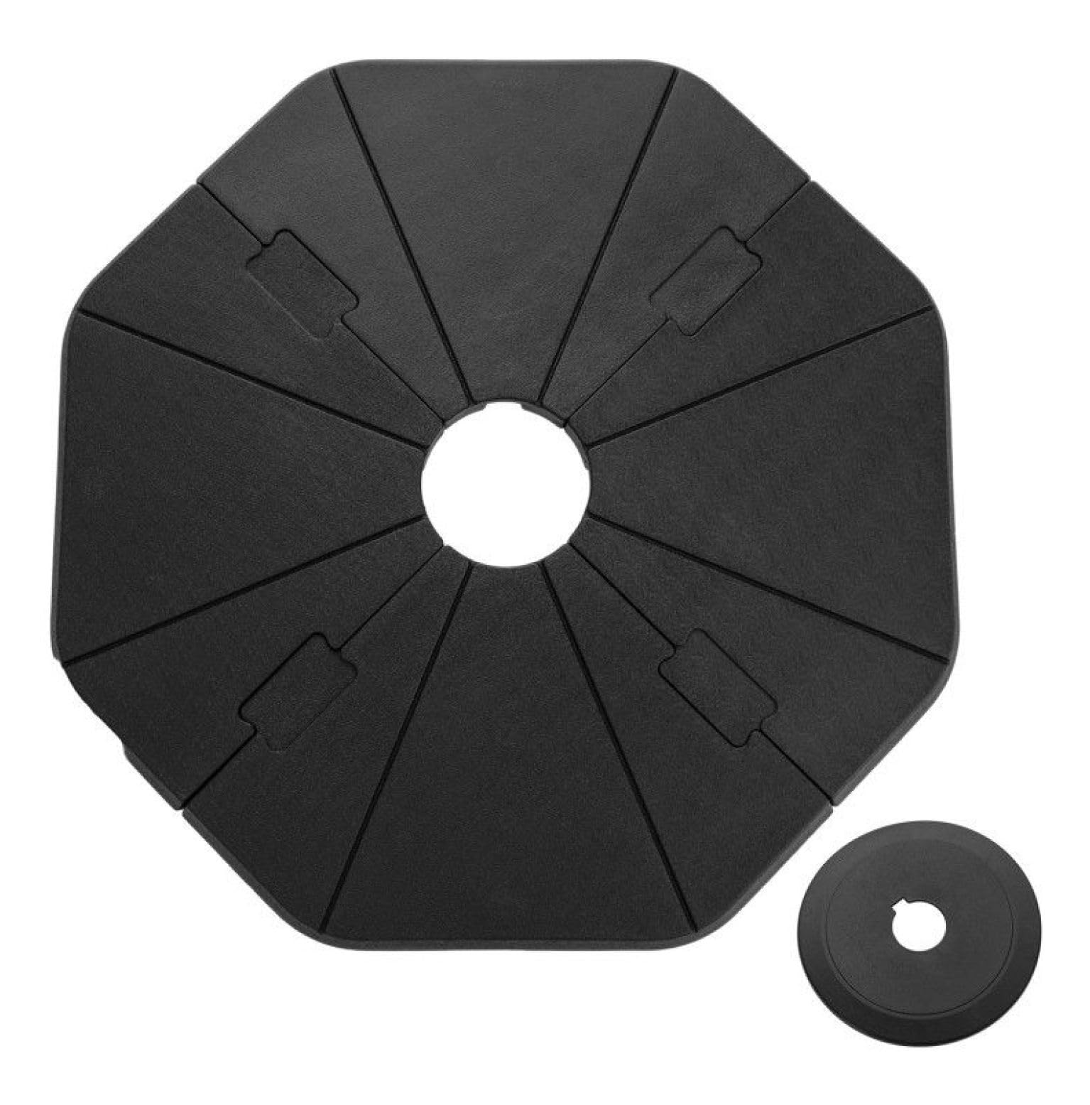 Wypełniany stojak na parasol, 4-częściowy, wytrzymały, na patio, do ogrodu i basenu, czarny, 117 x 109 cm, nośność do 94 kg dla stabilności