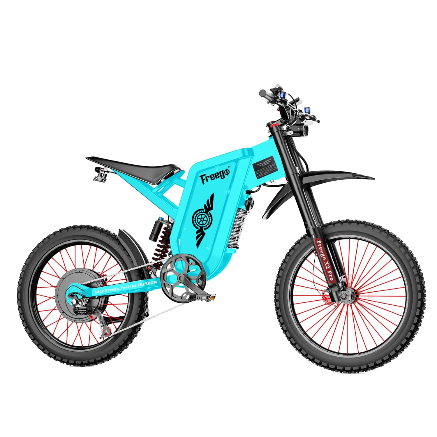 Freego Electric Motorcycle for Adults, X2Pro Electric Dirt Bike 6000W(Peak) Motor 60V/35Ah Battery,50MPH/7 Speed Off Road Electric Bicycle,19x2 Tire Full Suspension/Four-Piston Hydraulic Brake