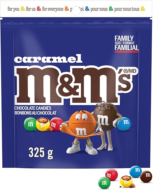 M&M'S, Caramel Milk Chocolate Candies, Family Size Bag, 325g