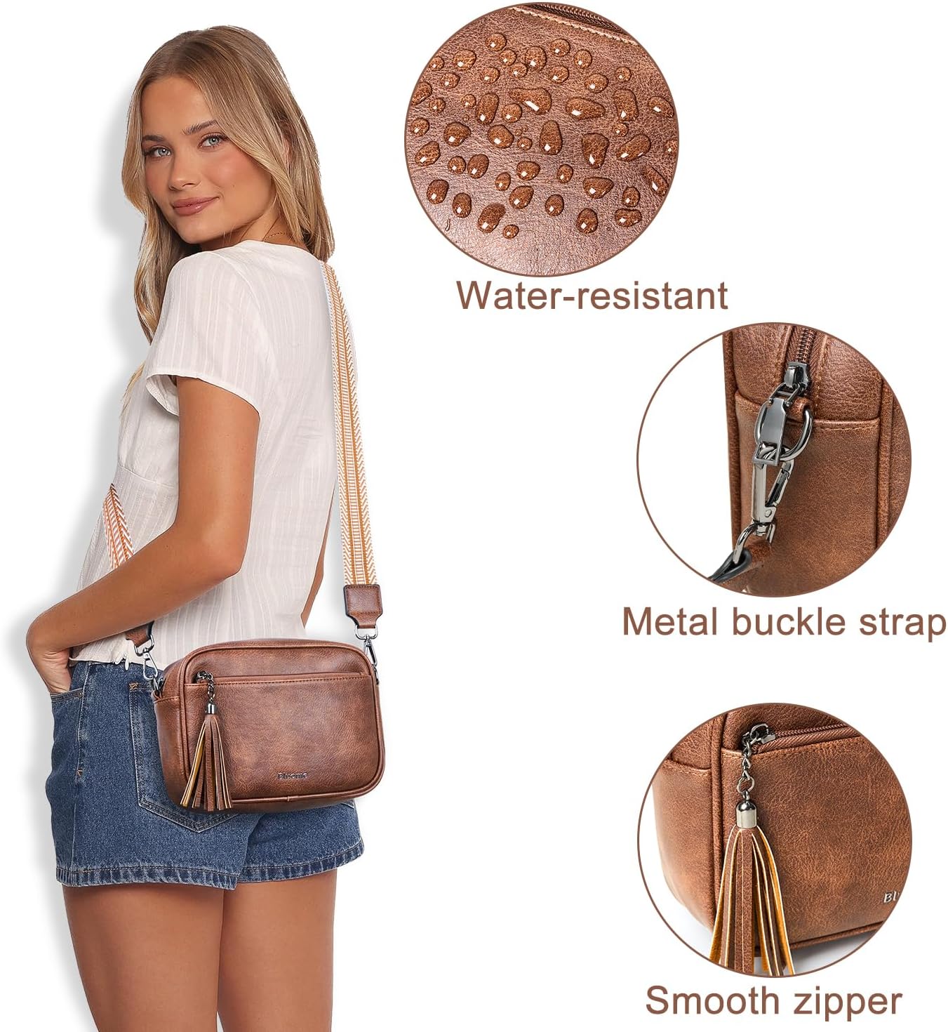 Bluome Small Crossbody Purse for Women – Multi Pocket Travel Purses Crossbody Bag Shoulder Handbags with Adjustable Strap - Image 4