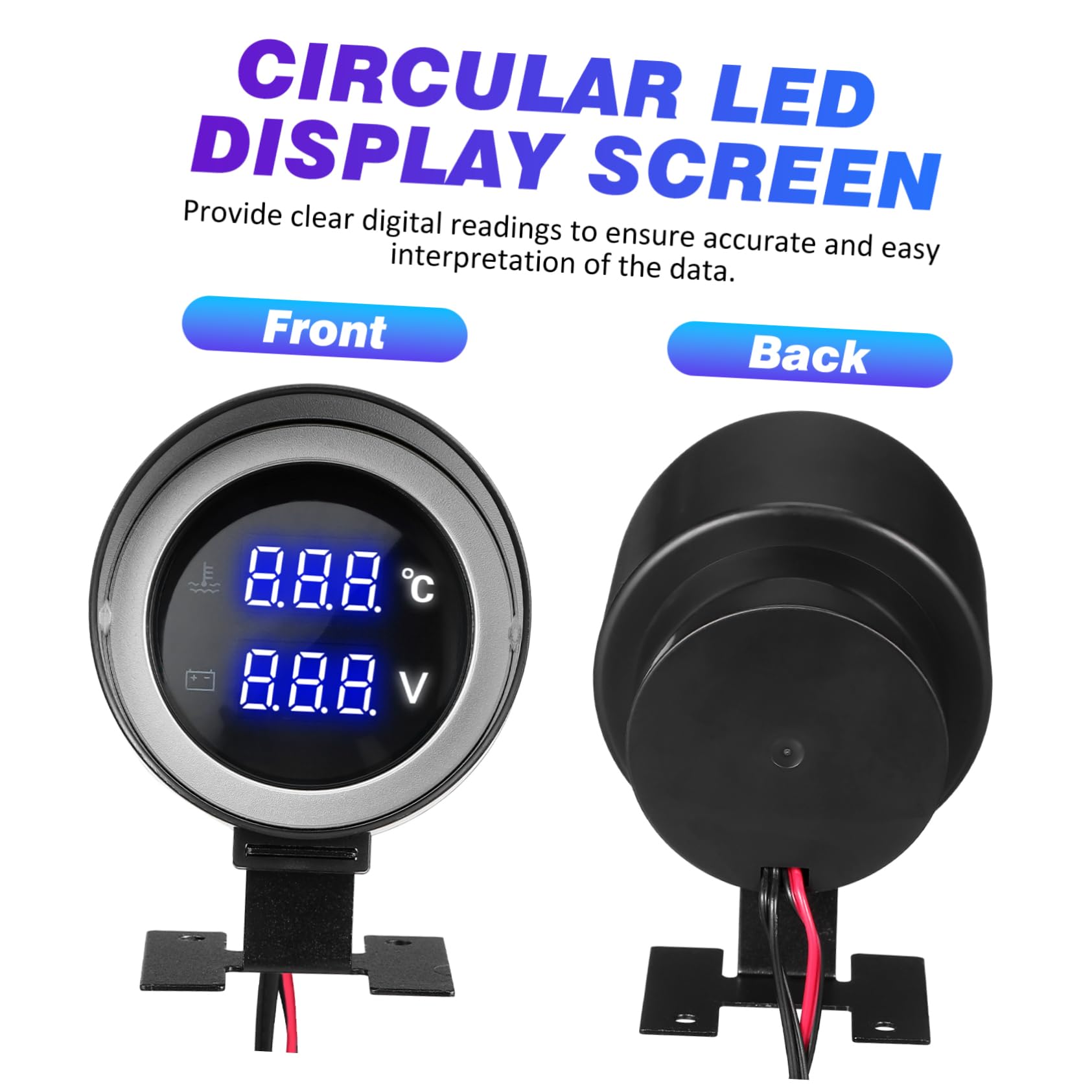 Cabilock Jauge De Température Et Voltmètre Numérique Pour Voiture Affichage Led Installation Facile Compatible Voitures Camions Kit Compact Avec Adaptateur