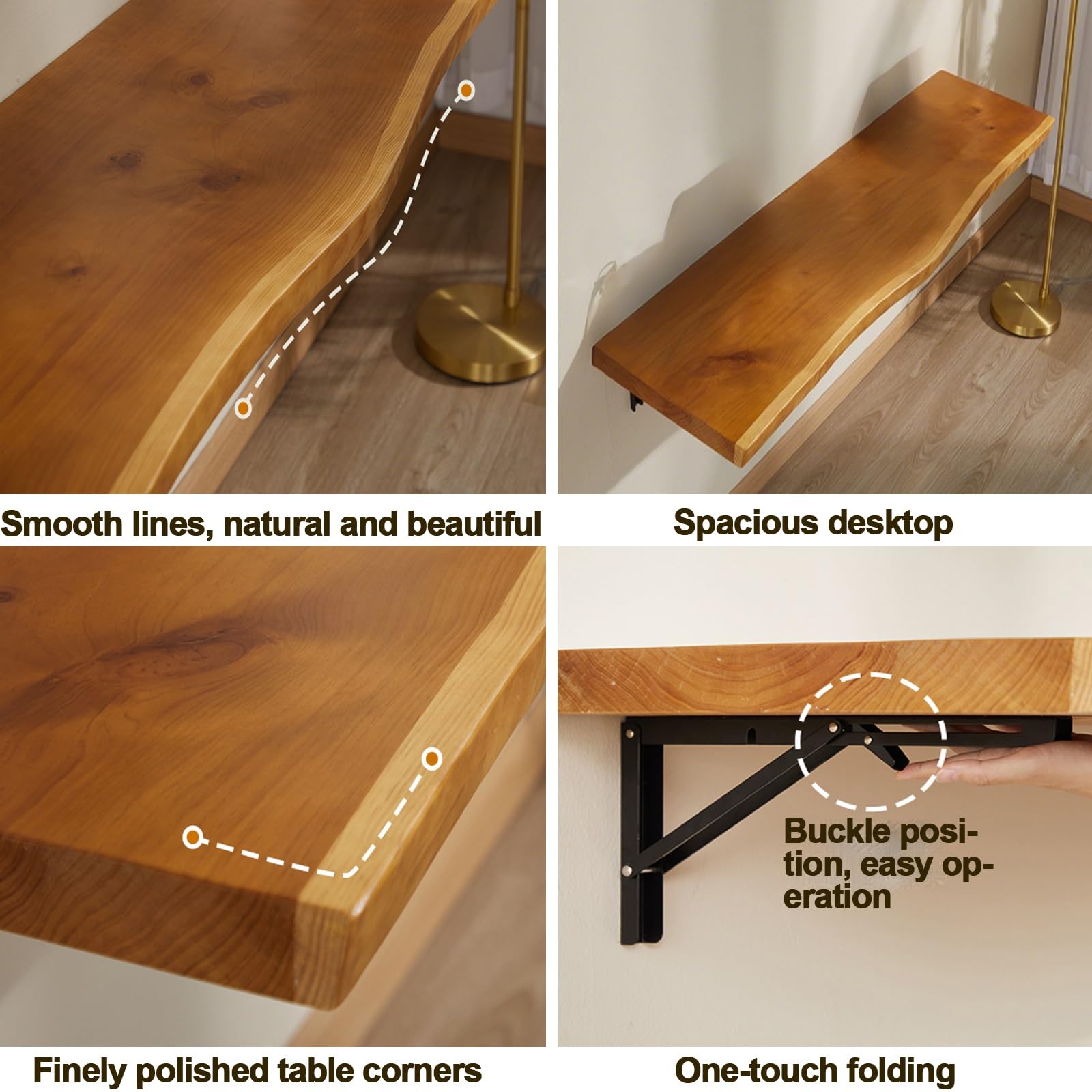 Wandklapptisch,Klapptisch Wand,Schreibtisch Klappbar Wand,Platzsparender Schwimmender Drop-Leaf Schreibtisch,Holz Wandtisch Klappbar,klapptisch Balkon Hängend,Geeignet Für Küche(100*45cm/39.3*17.7in)