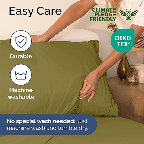 Vista 1687 de Juego de sábanas de 4 piezas tamaño king, extrasuaves, transpirables y refrescantes con esquinas profundas, sábanas de fácil ajuste y sin arrugas