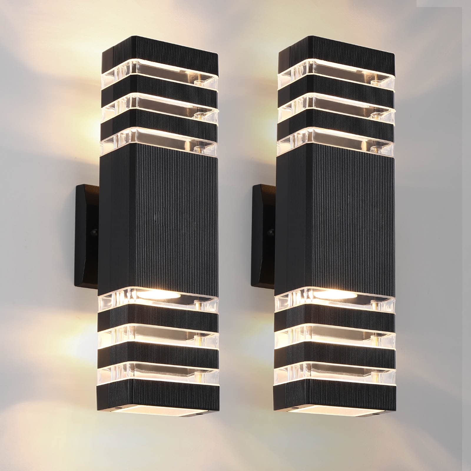 ZHMDJDSH Up and Down Lights Outdoor Wall Light, Modern Aluminum IP65 Waterproof Front Porch Light, Warm White 14W for Terrace Front Porch Garage 2 Pack