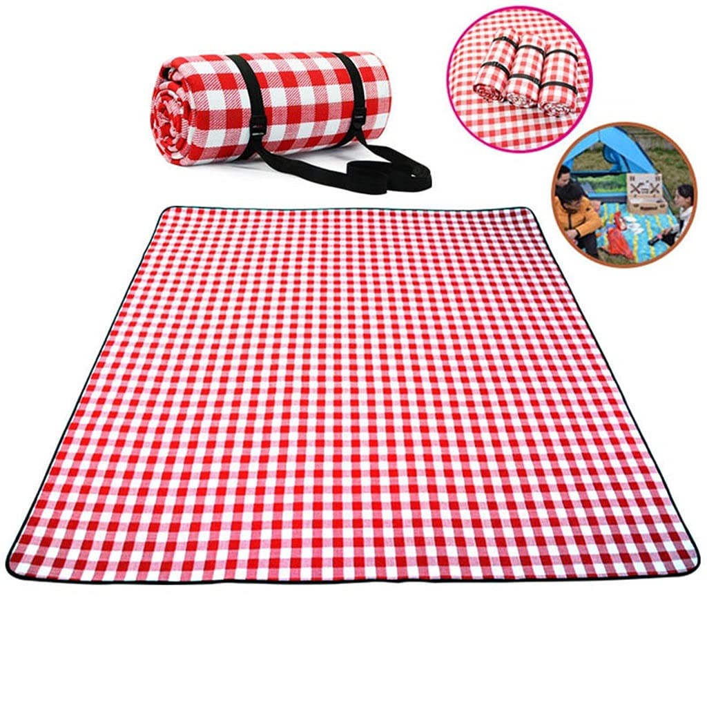 TILEZE Couverture Douce Respirante Épaissir Coussin pour Couverture Imperméable Pliante Extérieure Camping Plage Plaid Tapis De Pique-Nique/Rouge/150 * 200Cm