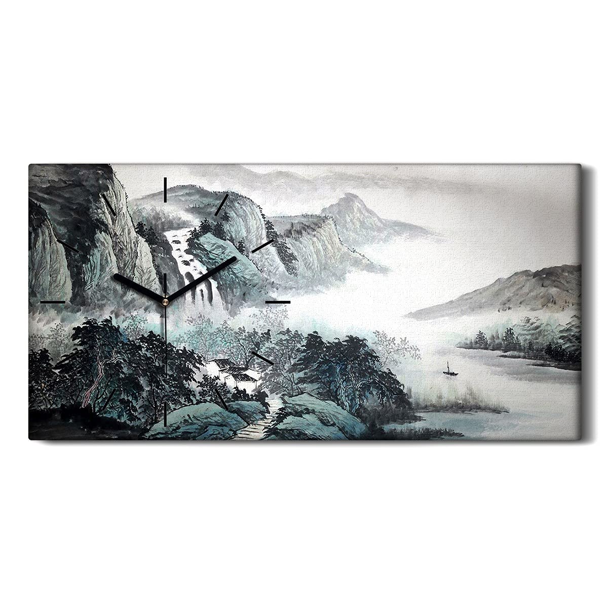 Horloge sur Toile Montagne de Paysage 60x30cm Image Salon