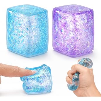 Pack of 2 Stress Ball Ice Cubes Soft Squishy Ice Cubes Fidget Toy