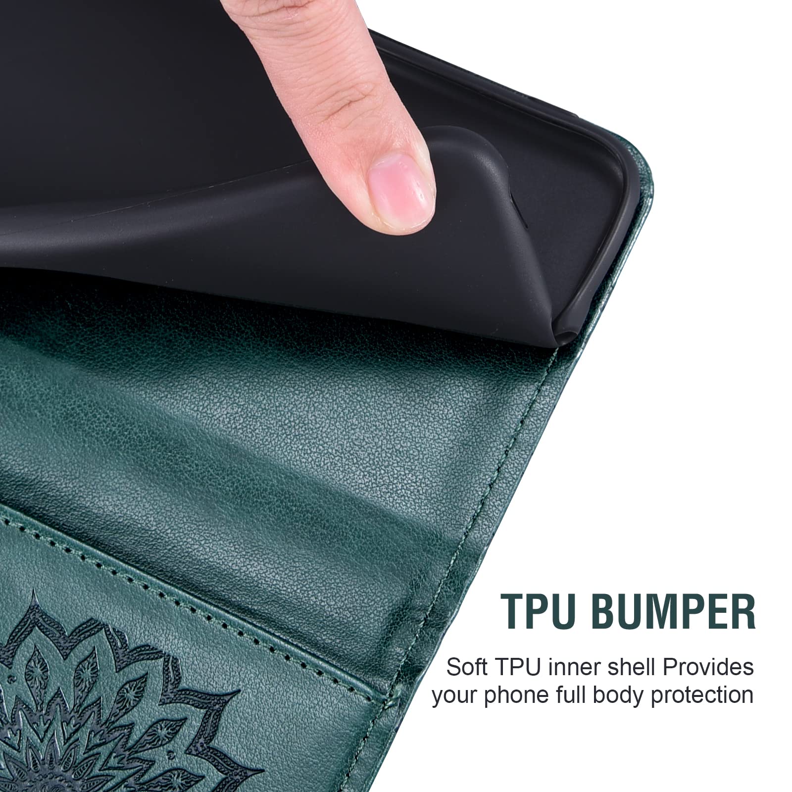 Encased Wallet Cover per iPhone 13 Pro Max Portafoglio con Porte Carte Custodia Antiurto Case - Nera