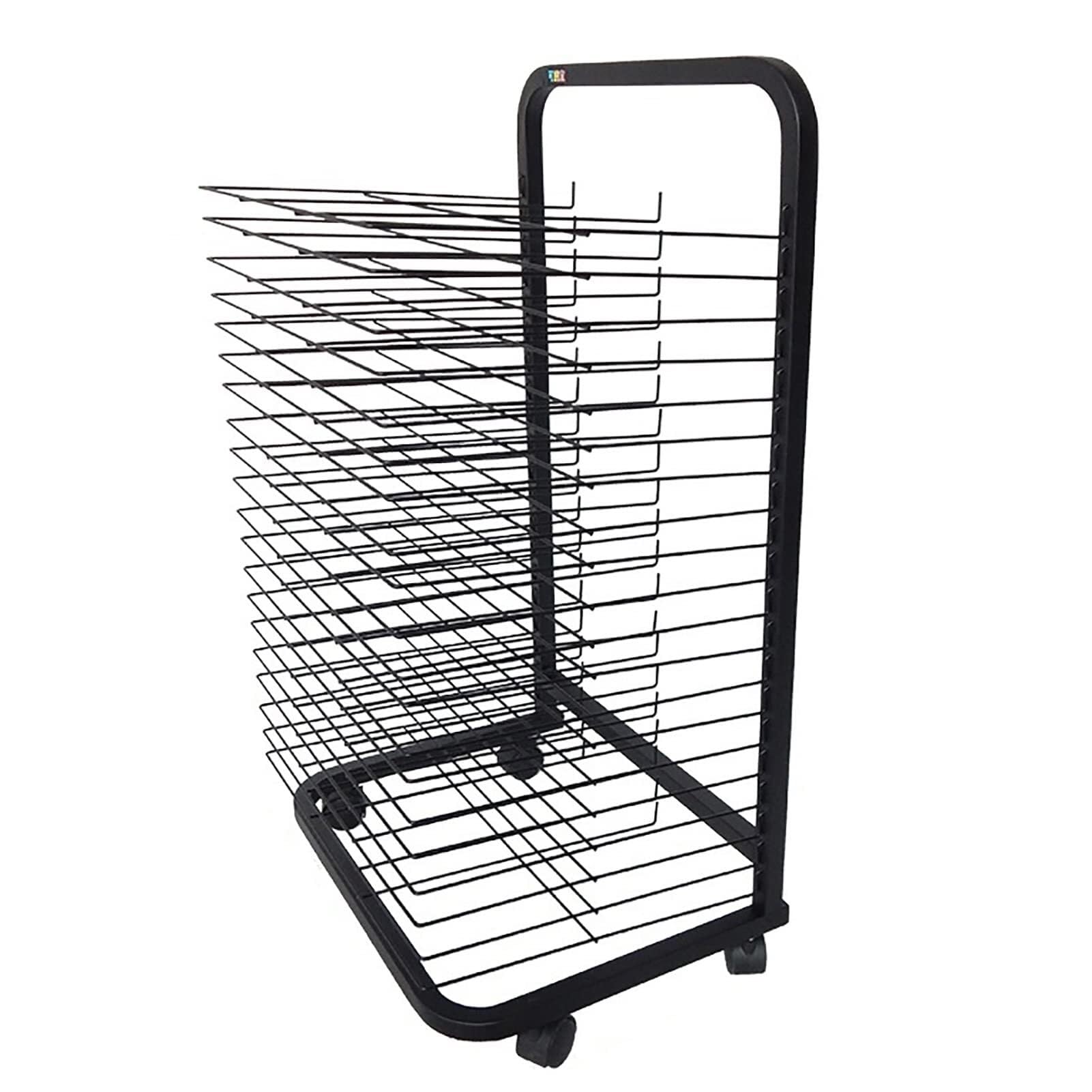 PPXCZZ Mobile Art Drying Rack with 20–35 Wire Shelves, Metal Rolling Painting Stand for Classroom & Studio Use, Black(20 Layers)