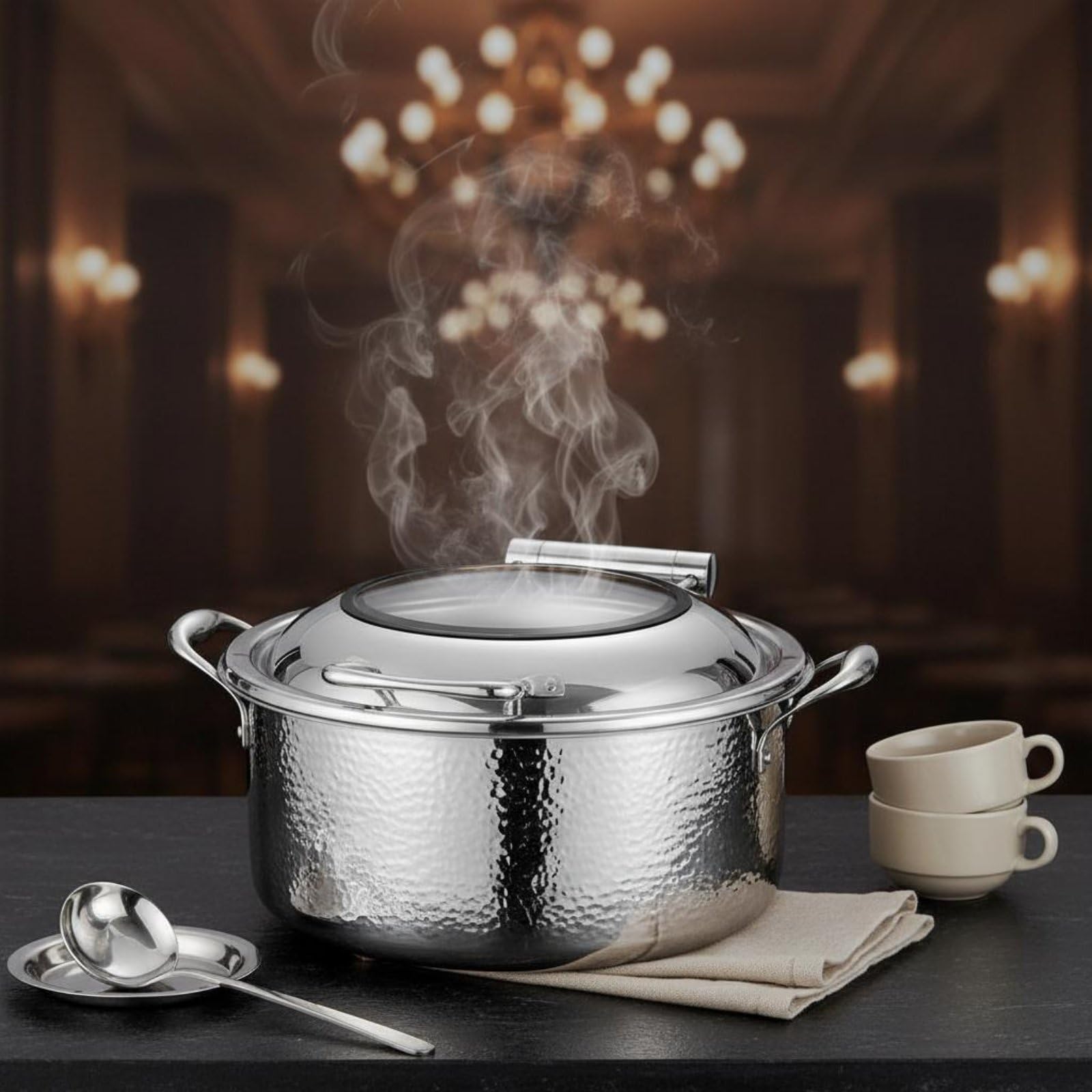 Sharplace Calentador de Acero Inoxidable 304 para Buffet Equipo Eléctrico de Servicio con Ventana de Vidrio y Silenciosa Diseño Estilizado con Asas Resistentes Adecuado para, Plata Estándar