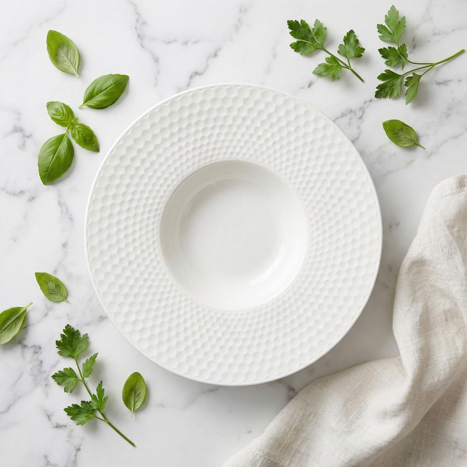 Juego de 4 cuencos de sopa de porcelana para pasta, platos poco profundos, cuencos con borde de 10 onzas con borde, aptos para hornos microondas y refrigeradores (11 pulgadas)