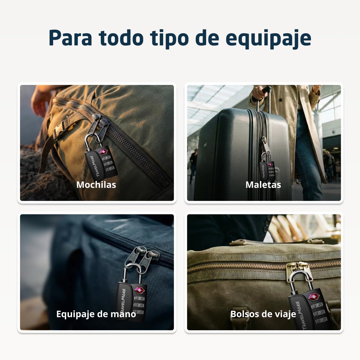 Candado TSA para maleta de viaje con indicador de apertura | Aprobado por la TSA | Candado de combinacion | Negro (6 uds.)