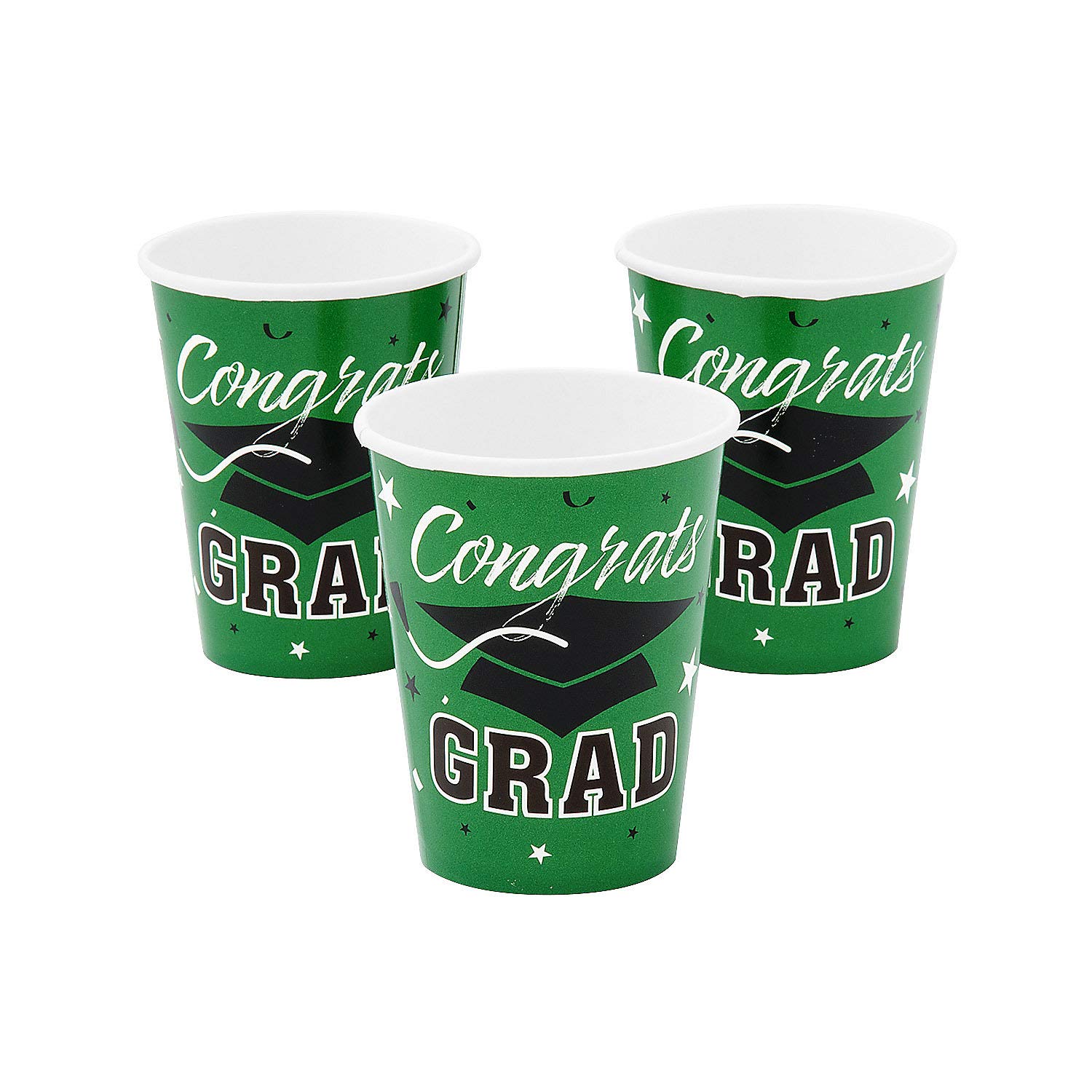 CONGRATS GRAD GREEN 9OZ CUPS (25PC) - Party Supplies - 25 Pieces