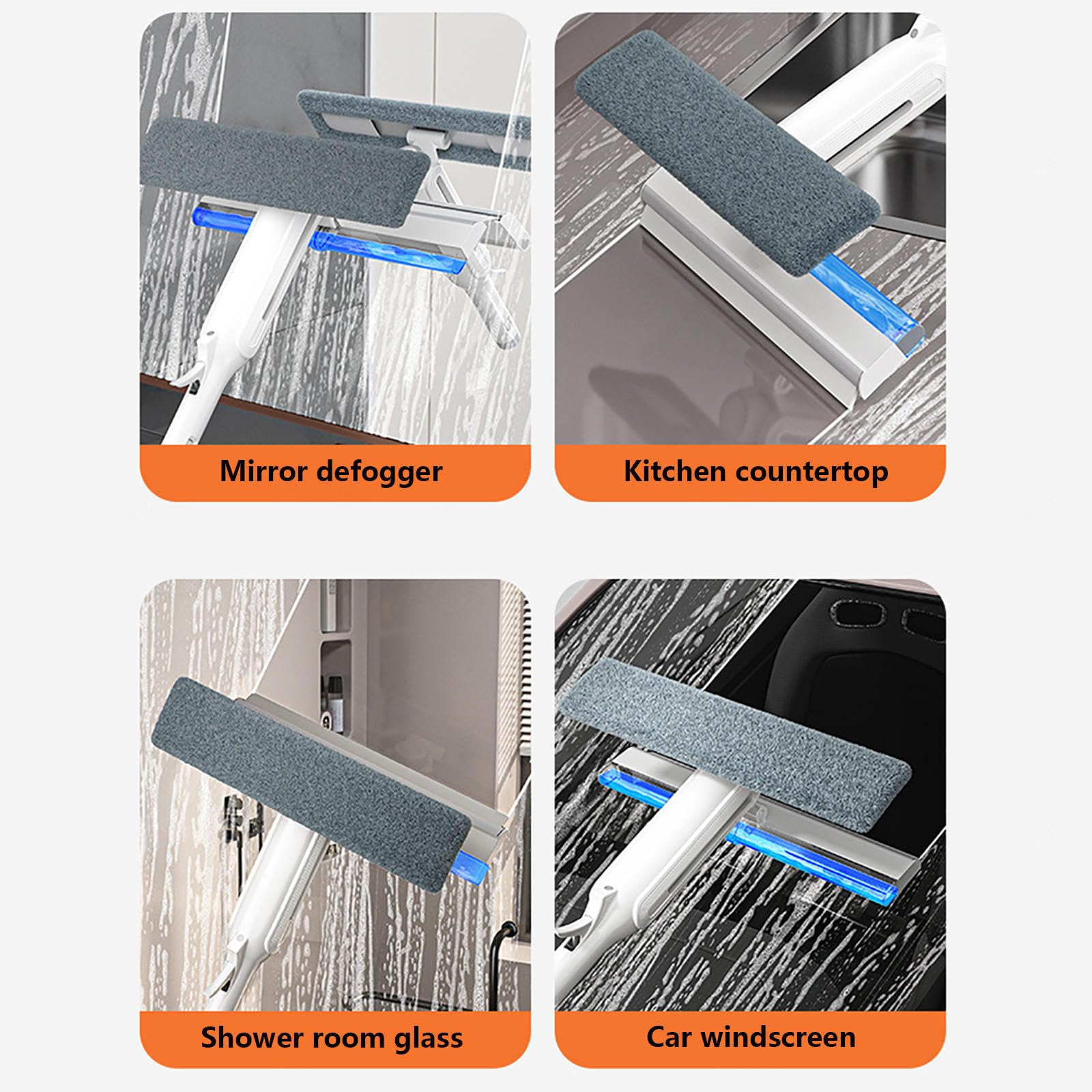 4 en 1 Spray Limpiador De Cristales con Colector De Aguas Residuales Y 3 Paños Microfibra, Limpiador De Cristales con Varilla De Extensión para Ventanas Altas Interior/Exterior