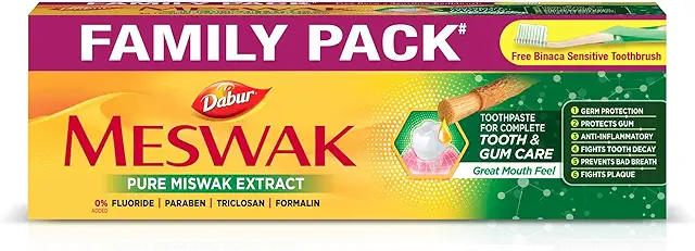 Dabur Meswak Zahnpasta - Pflanzliche Miswak-Zahnpasta für gesunde Zähne (300 g)